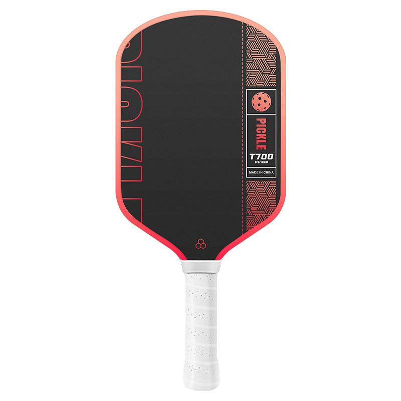 Black and Red T700 Raw Carbon Fiber Pickleball Paddle - Professional Honeycomb Core Paddles with Expanded Sweet Spot & Cushion Grip for Outdoor Use