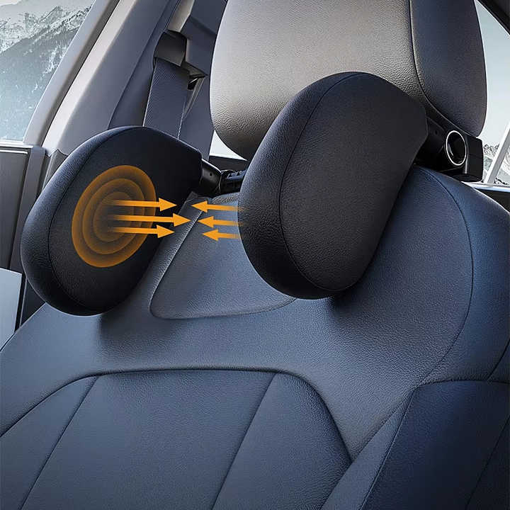 Black Adjustable 3D Memory Foam Car Seat Headrest with Side Support, Universal Neck Pillow for Travel Comfort — image 2