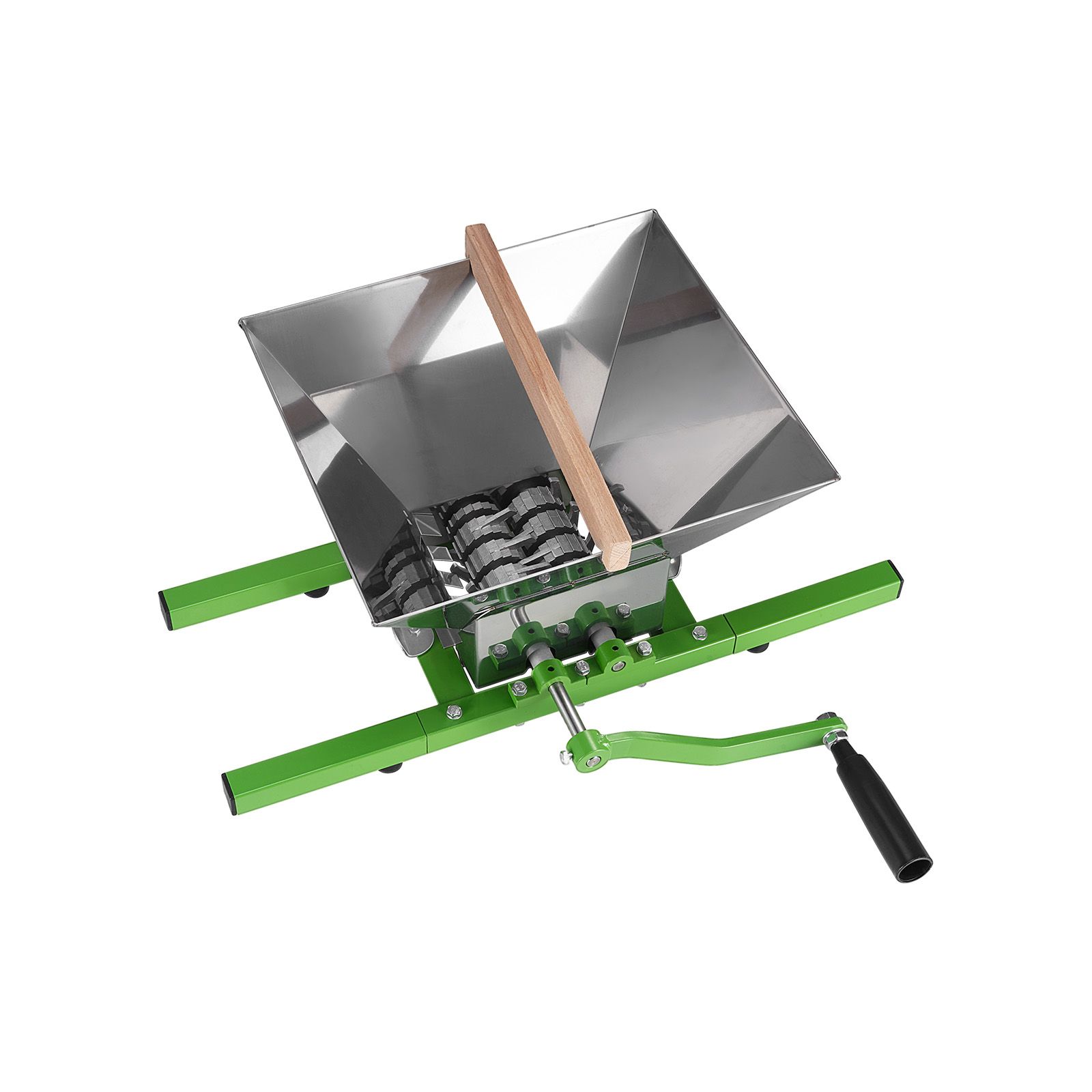 1.8 Gal/7L Fruit and Apple Crusher, Large Manual Grinder, Stainless Steel Fruit Scratter Pulper for Wine Cider Apple Grape Pressing, with Roller Handle for
