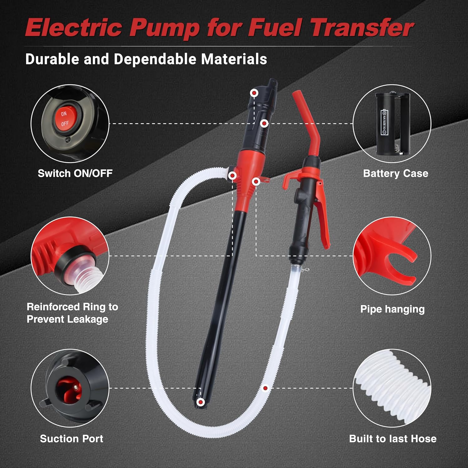Portable Power Siphon Pump for Gas, Battery Operated Fuel Transfer Pump, 3.5GPM Flow, Diesel Oil Extractor - Ideal Gasoline Transfer Pump — image 2