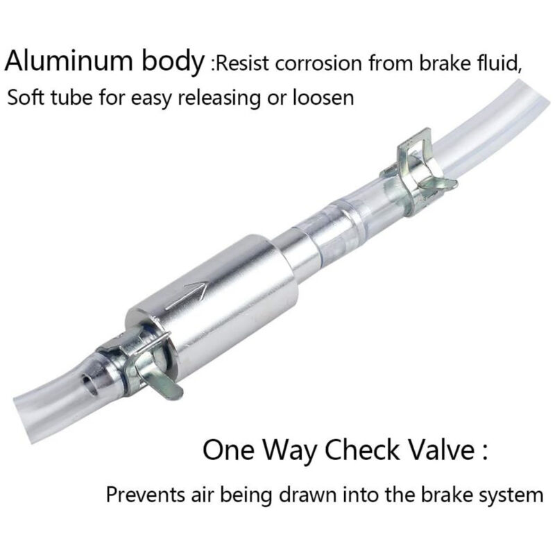 Brake Bleed Tool Set with Check Valve and Metal Hose Clamps Compatible with Vehicle Hydraulic Brake Systems Silver โ image 2
