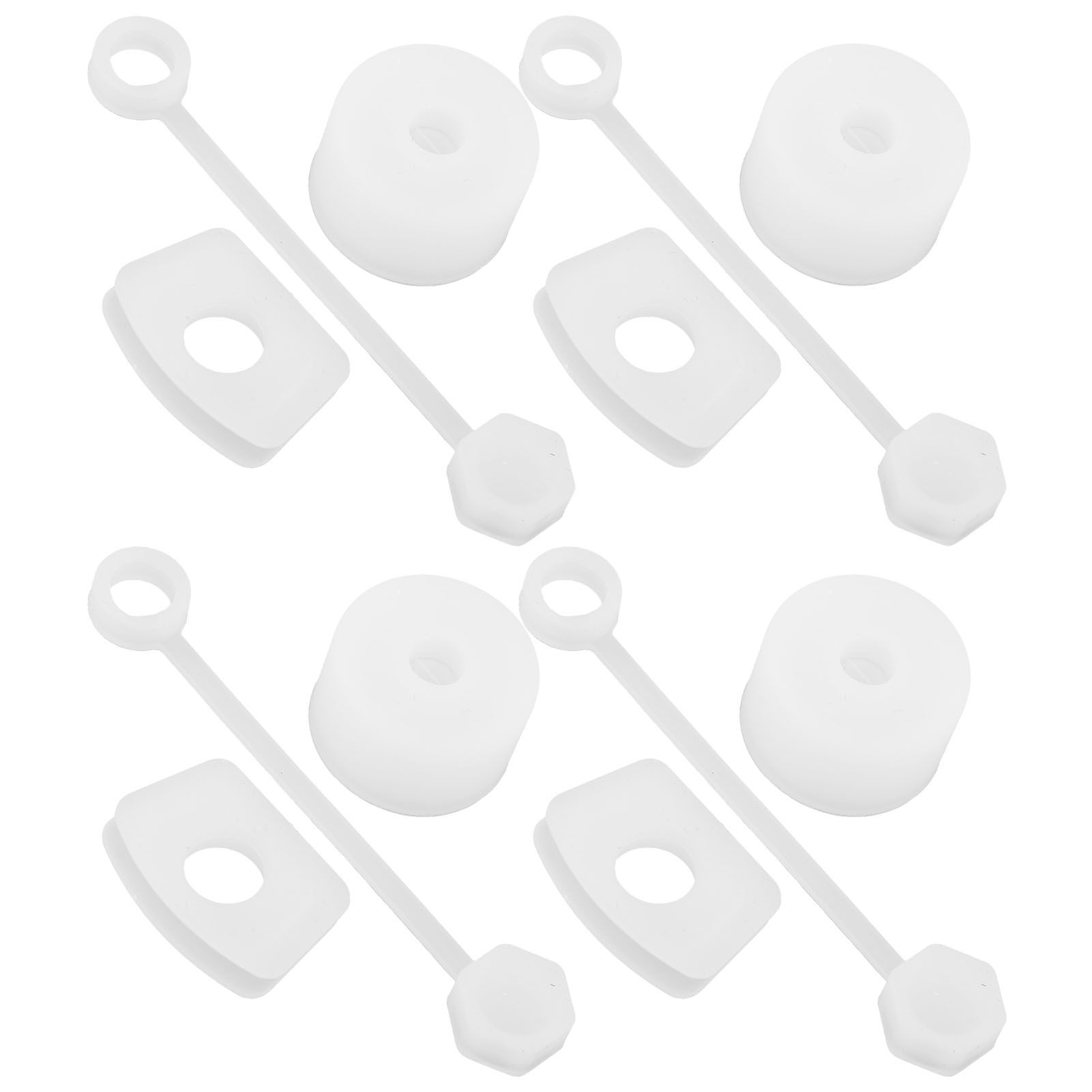4 Set Silicone Spill Proof Stopper Set Tumbler Accessories Including Straw Cover Cap Square Leak Stopper Round Lid Stopper Plug Transparent White โ image 2
