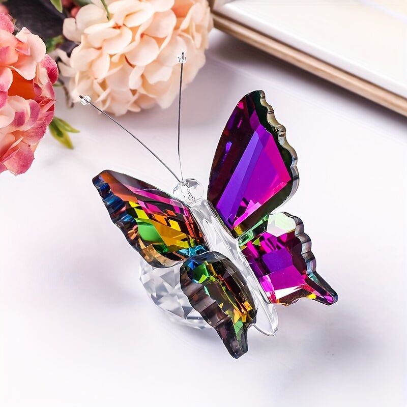 brown powder**"Crystal Wing Radiance" | 5.5cm Gradient Crystal Butterfly Sculpture — Poetry Captured in a Moment, an Eternal Gift Illuminating Space and — image 2