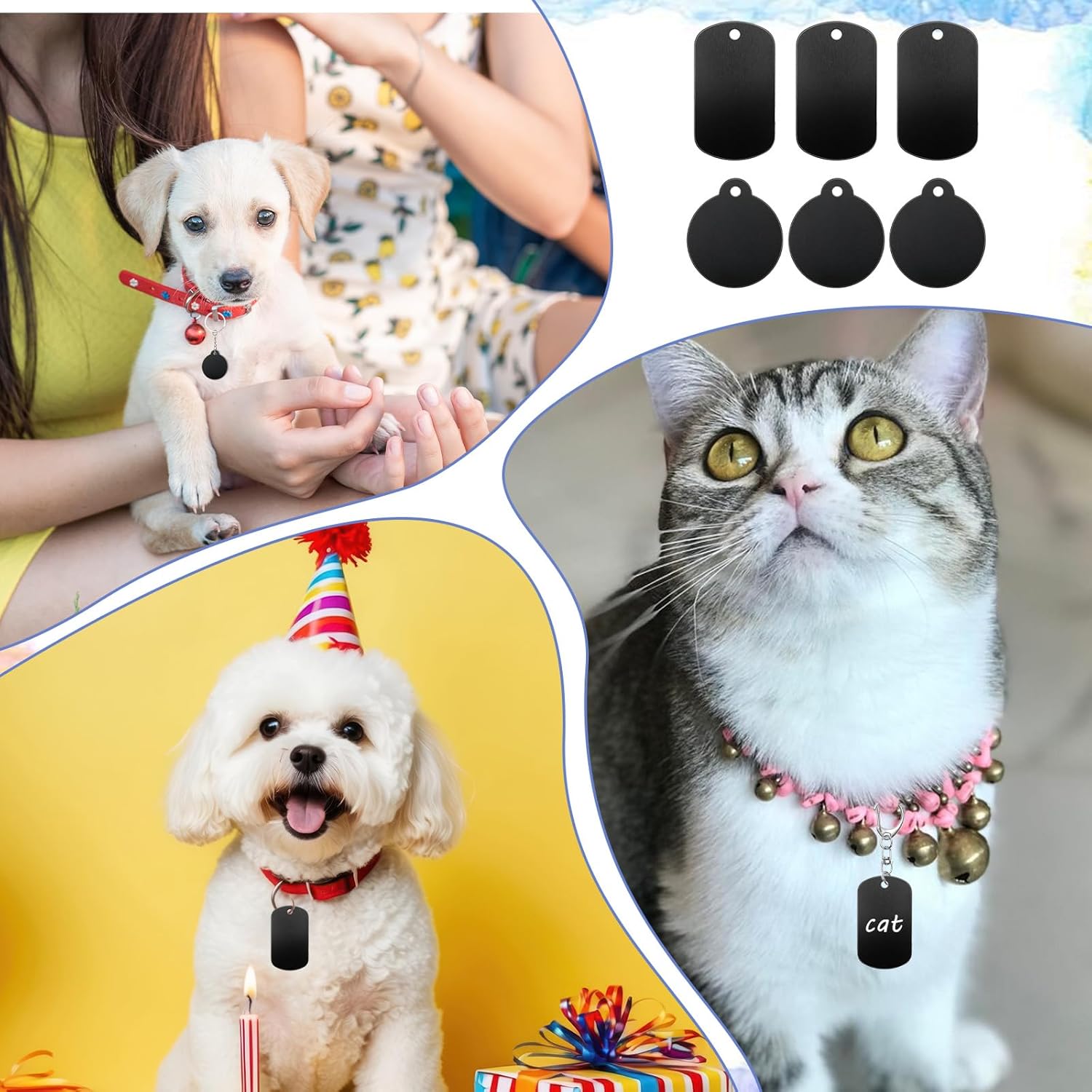 24 Pcs Metal Stamping Blanks Black Aluminum Tags for Stamping, 2 Shapes Engraving Blanks Keychain Dog Tag Blank Signs for Engraving โ image 5
