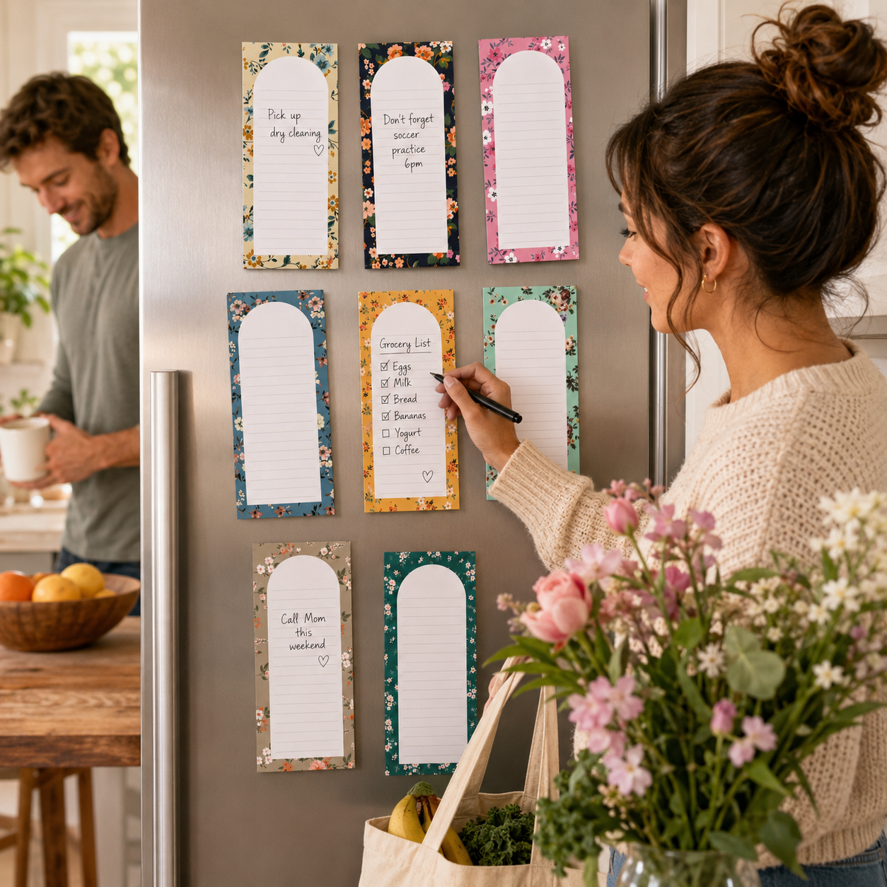 8 Pack Floral Magnetic Notepads for Fridge, Cute Shopping List Planner Memo Pads with 25 Sheets Each, Tear Off Weekly To Do List Notes for Home Kitchen Office โ image 2