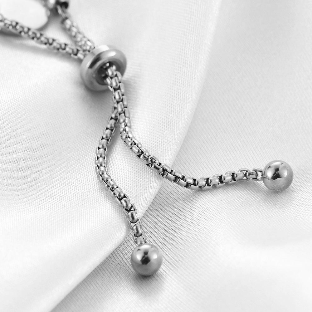 Ladies 18K Gold Plated Titanium Steel Chain Bead Ball Bracelet Cuff Gift - Silver — image 6