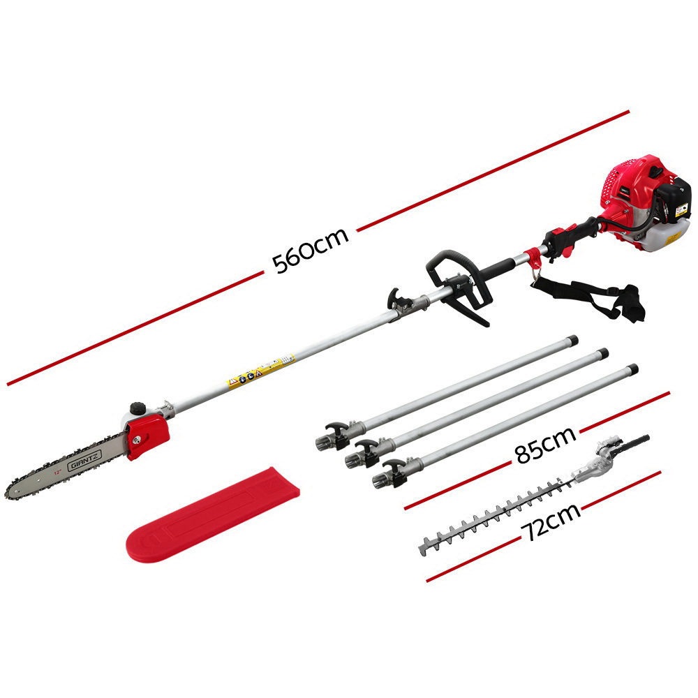 Giantz 62CC Pole Chainsaw Hedge Trimmer 12in Chain Saw 5.6m Long Reach Red โ image 2