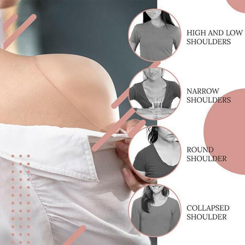 2Pcs Soft Anti-Slip Invisible Shoulder Pads Naturally Increased Silicone /Sponge - Beige (Sponge) โ image 5