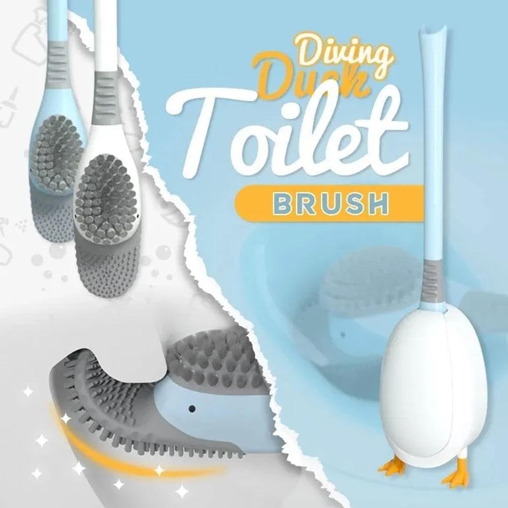 Diving Duck Toilet Brush,Soft Silicone Flex Toilet Brush and Holder,Cartoon Duck Deep Cleaning Bathroom Brush Toilet Accessory,Creative Wall-Mounted Silicone โ image 3