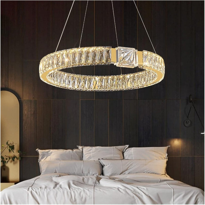 BAMDECOR C3319 Modern Crystal Chandeliers Lighting Fixtures Contemporary Round Chandelier Lighting Fixtures Crystal Pendant Ceiling Lights(Gold-80cm) — image 3