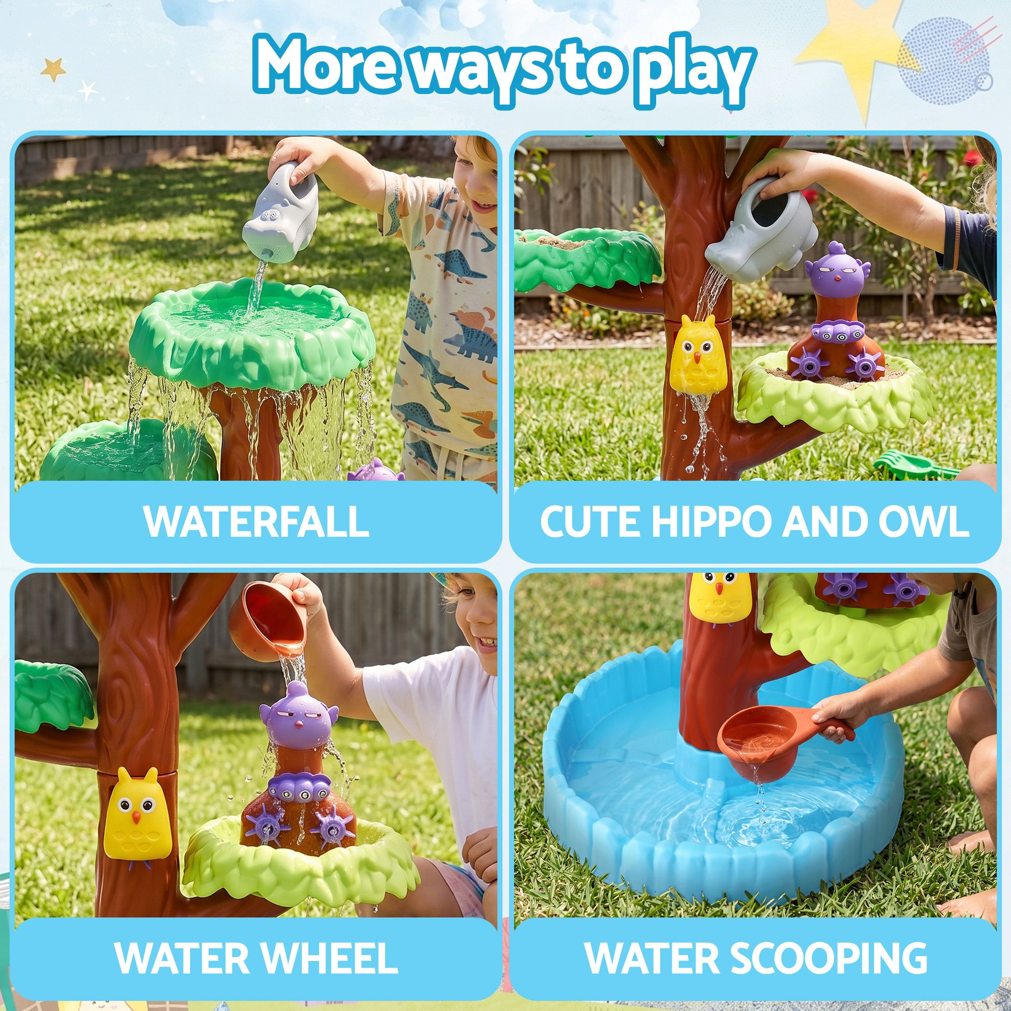 Keezi 62cm Tree Water Table Kids Sandpit Toys Set with Shovels Molds for Sand Play โ image 5