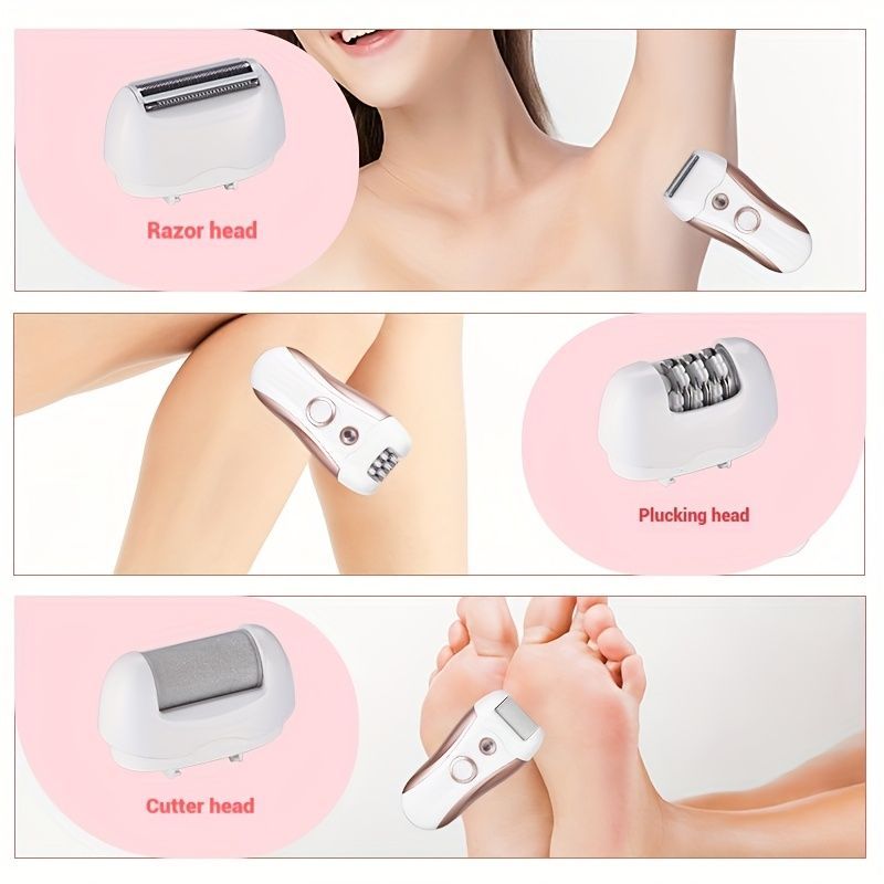 4-in-1 women's hair removal, electric epilator, shaver, foot file, trimmer, USB rechargeable, IPX6 waterproof, body grooming, Australian women - Sky Blue β image 2