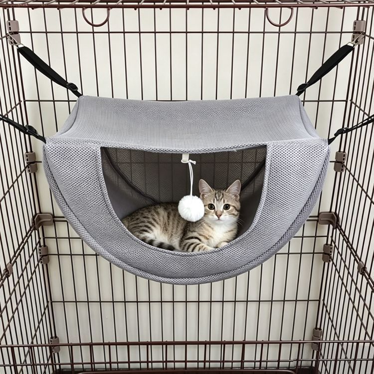 2 Pcs Cat Cage Hammock - Grey 35 × 27 × 20cm