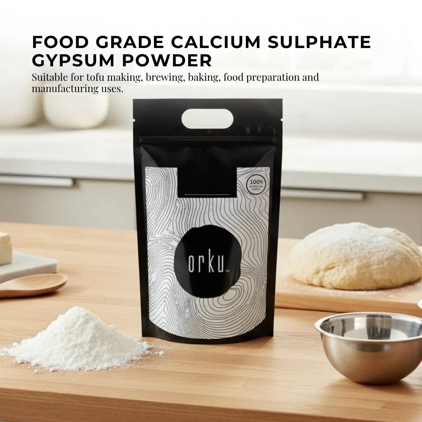 Orku 20Kg Fine Calcium Sulphate Gypsum Powder - Dihydrate Food Grade FCC E516 โ image 2