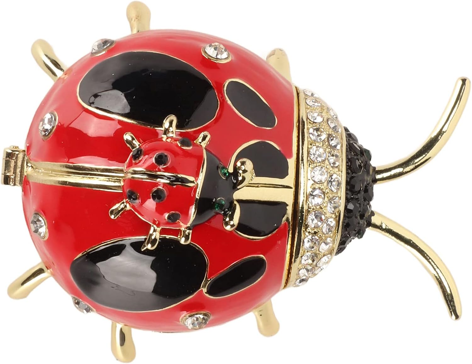 Ladybug Trinket Box, Small Enameled Hinged Box Decorative Jewelry with Rhinestones Delicate Gift Display Ornament â image 6