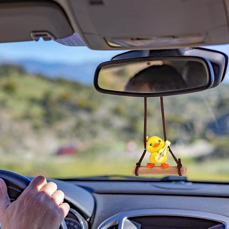 Swinging Duck Car Hanging Ornament, Cute Car Accessories for Women Interior, Rear View Mirror Accessories — image 4