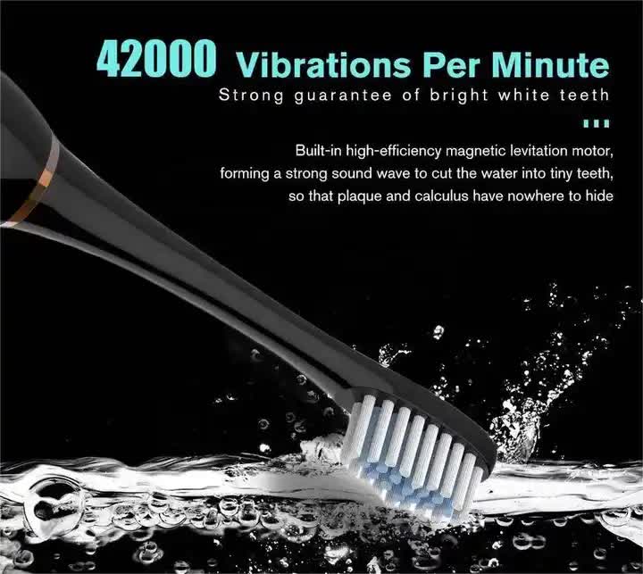 X-3 Sonic Electric Toothbrush in Black, 8 Brush Heads, Travel Case, USB Charging, and Stand Included โ image 3