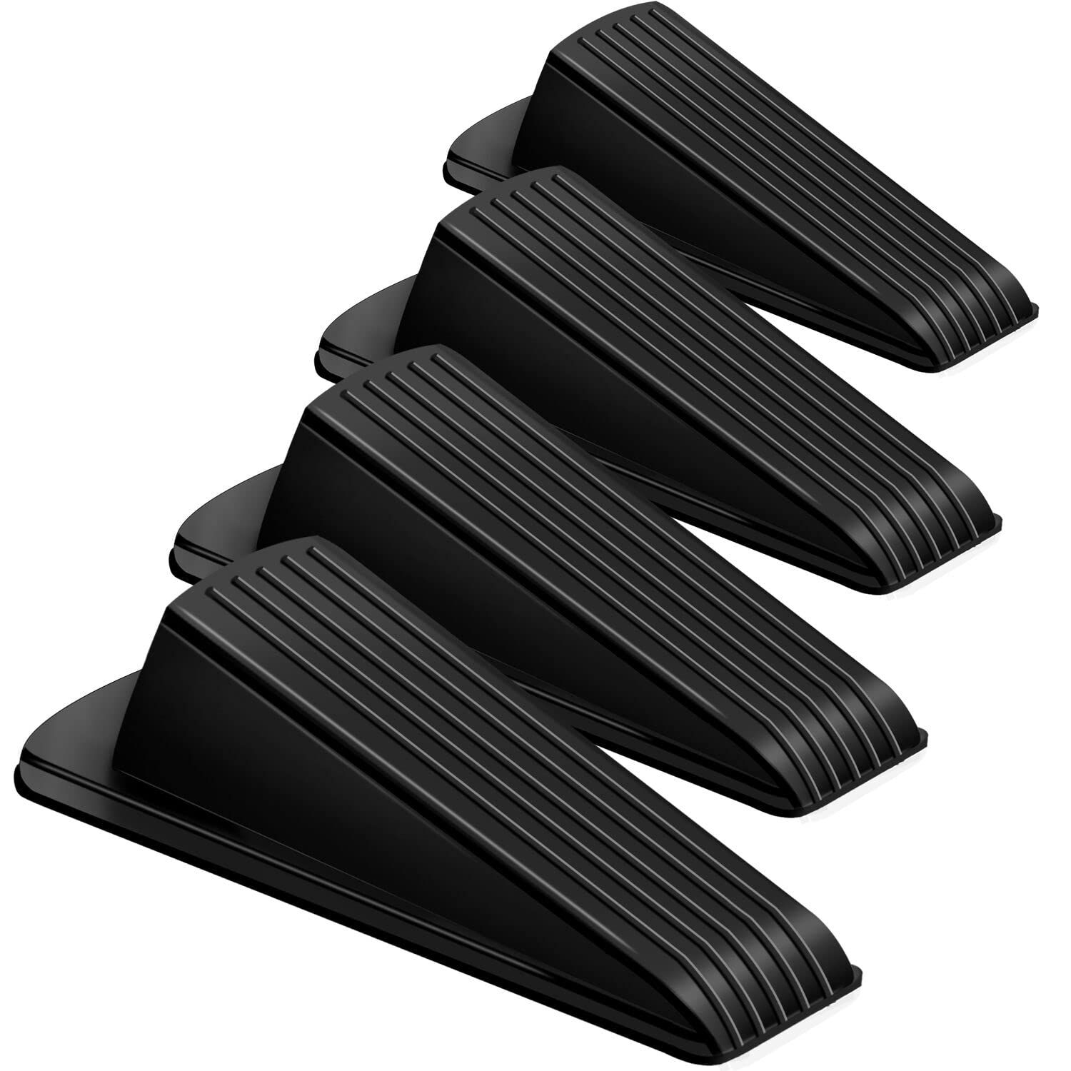 4PC Door Stoppers, Premium Rubber Stoppers Wedge, Stops for Carpet Heavy Duty Door, Bottom of on Tile, Concrete, Carpet