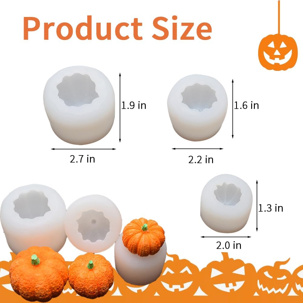 3 Piece Silicone Pumpkin Mould Set 3 Sizes Candle and Chocolate Mould Baking Tray — image 3