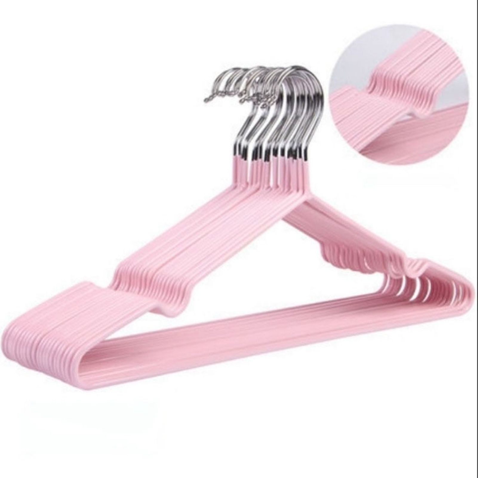 Clothes Hangers Prevent Slip Space Saving Heavy Duty Dry Wet Thick Clothes Hangers for Home Dormitory Pink — image 5