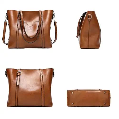 Red Fashionable Soft Leather Women's Handbag, Large Capacity Shoulder & Crossbody Tote, Casual Bucket Bag โ image 4