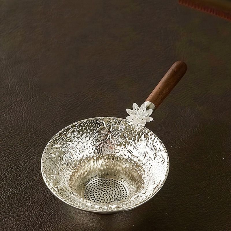 1pc Stainless Steel Metal Mesh Tea Strainer - Food Safe Tea Filter Sieve with Lace Design, Durable Tea Infuser for Kitchen Accessories, Tea Sieve — image 4