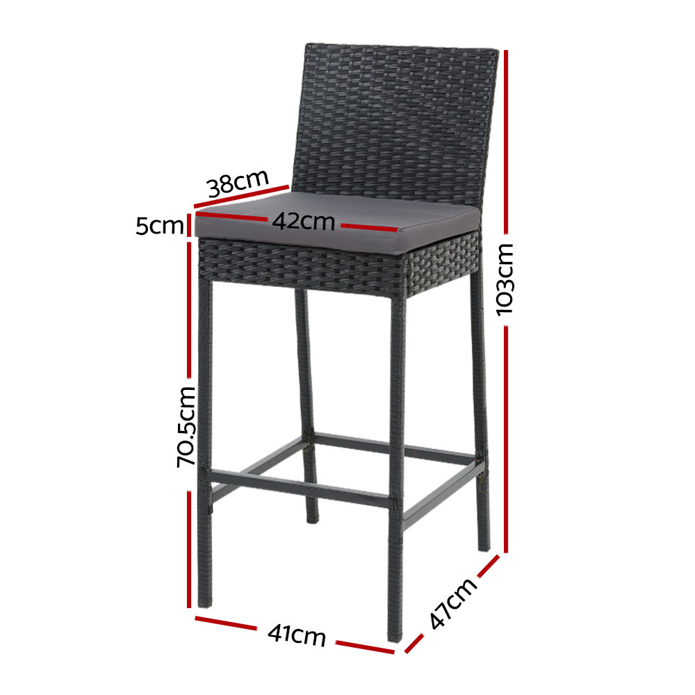 Gardeon 4-Piece Outdoor Bar Stools Dining Chair Bar Stools Rattan Furniture — image 2