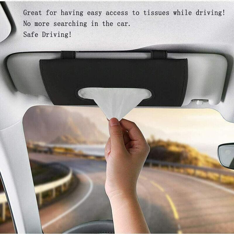 Car Tissue Box Cover Towel Sun Visor Paper Napkin Case Holder Organizer Storage — image 5