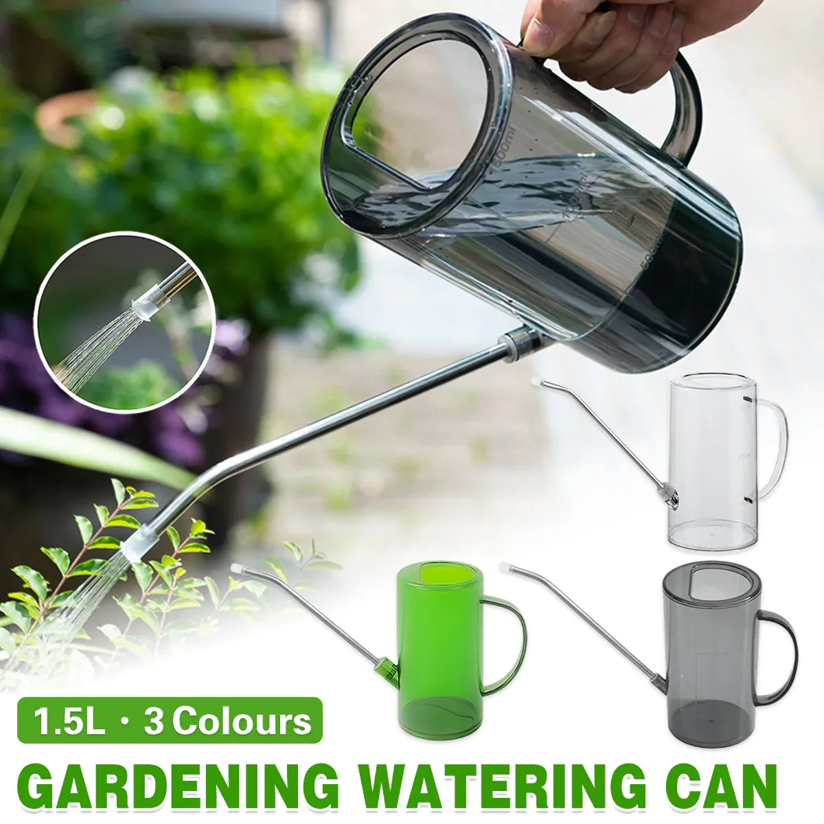Watering Can Long Spout For Indoor Outdoor Garden Potted Plants Flowers Use - Transparent — image 2