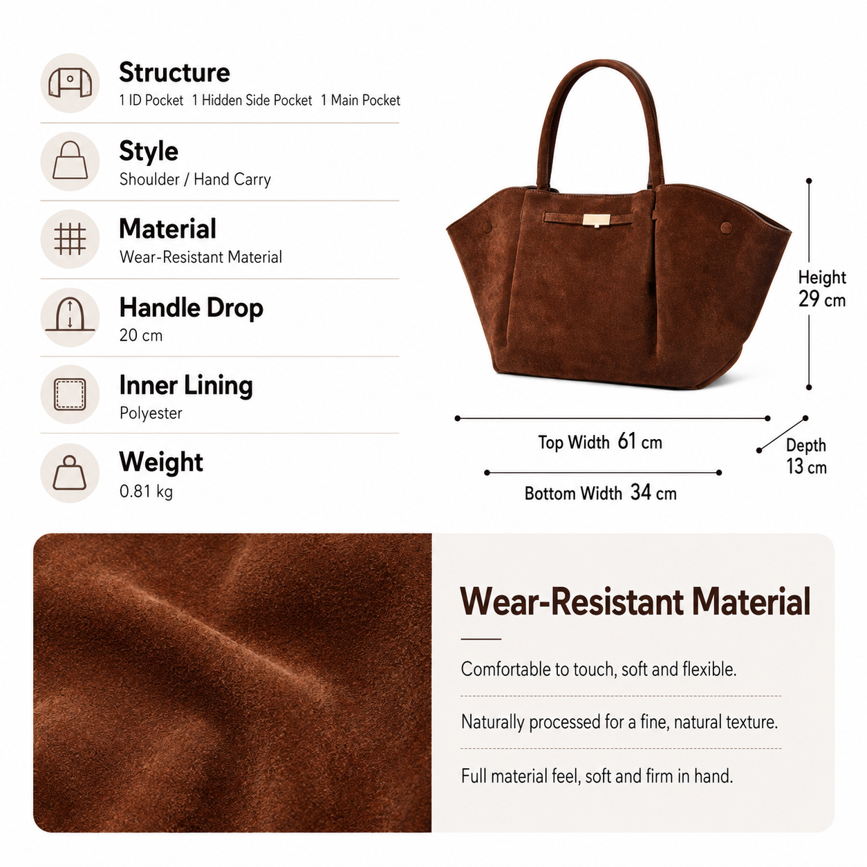 White Women's Wings Shape New York Slouchy Tote Bag (61 x 13 x 29CM) - Soft Textured PU, Oversized Dumpling Shoulder Handbag with Magnetic Closure โ image 2