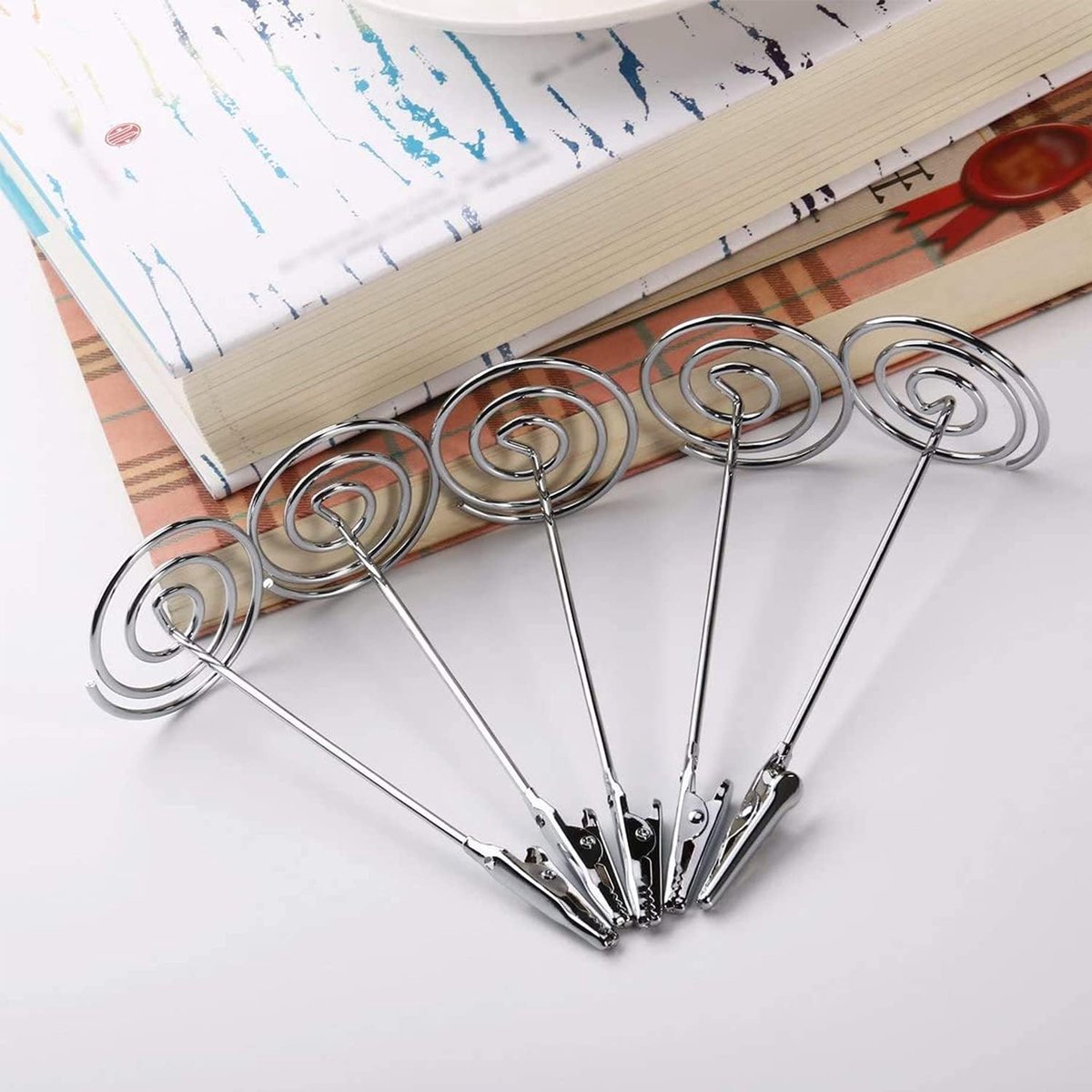 Photo Clip Holders - 12 Pieces - Photo Holder with Clip - Photo Frame - Stainless Steel Card Holder - Table Card Holder - Name Tag - 120 × 40mm - For Office — image 4