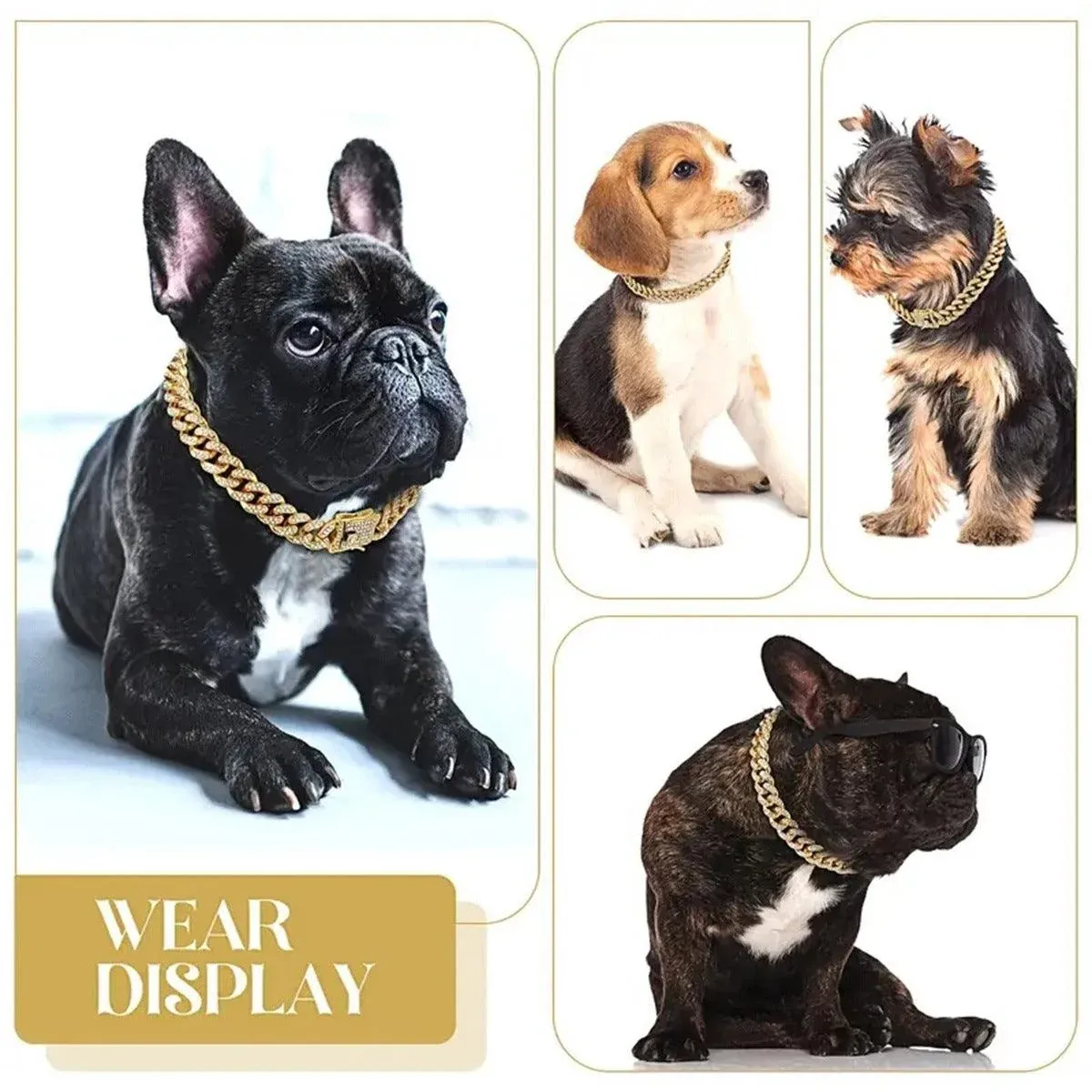 Cuban Chain Metal Dog Collar Pet Training Necklace for Small Medium Large Dogs - Gold-50cm — image 6