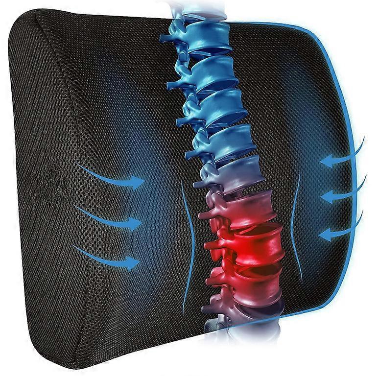 Memory Foam Lumbar Cushion Posture Corrector Vehicle Seat Home Office Chair (Black) — image 3