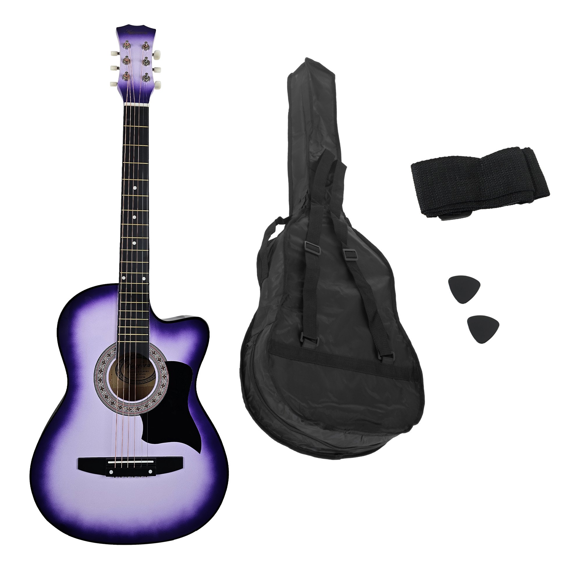 Karrera 38in Cutaway Acoustic Guitar with guitar bag - Purple Burst — image 2