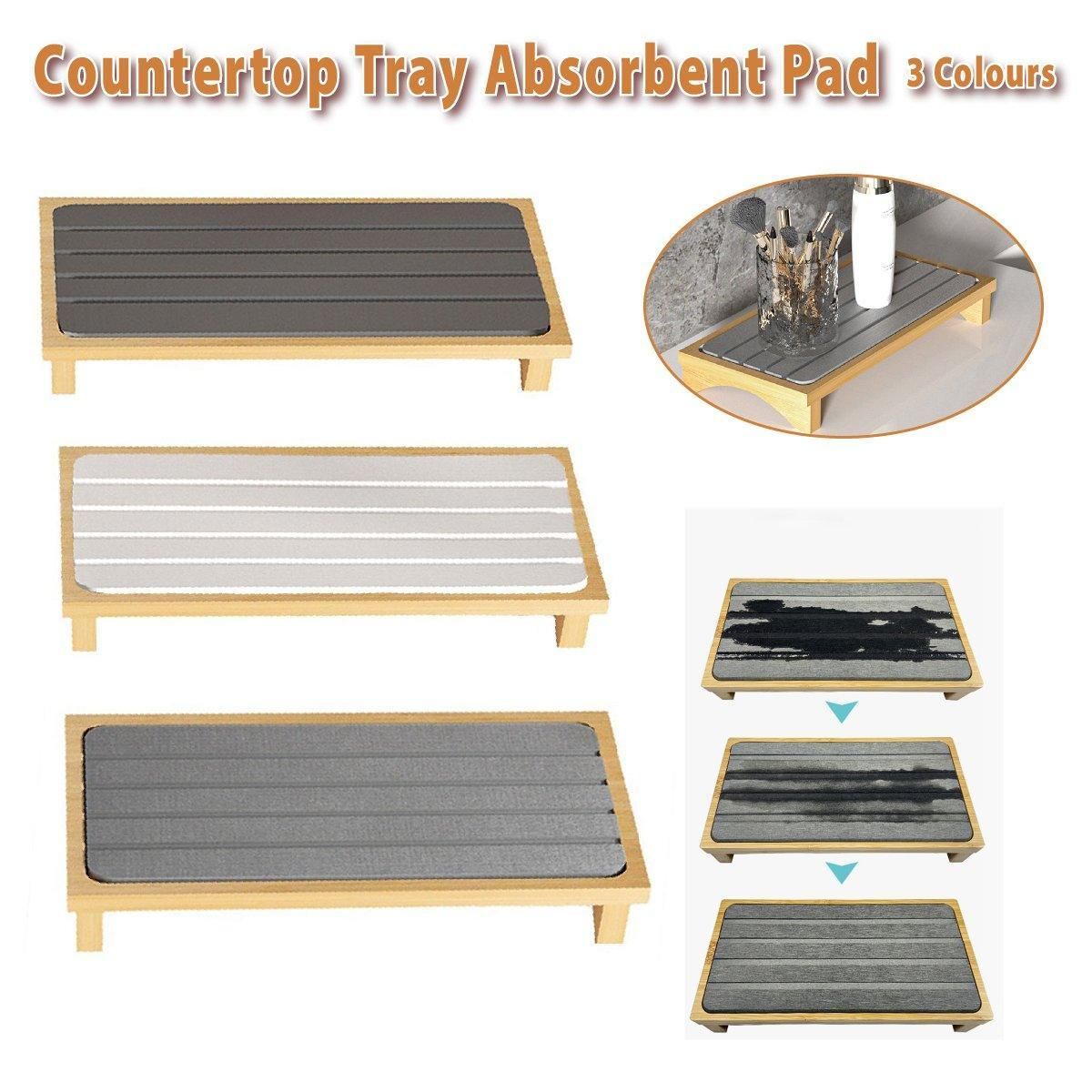 Countertop Absorbent Drainage Mat Sink Splash Pad Bathroom Tray Water Catcher - Dark Grey — image 2