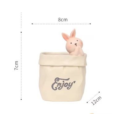 Creative Animal-Themed "Paper Bag" Pen Holder (Rabbit) — Resin Desktop Organizer | Cute Cartoon Pencil Cup, Planter, & Storage Container | Home & Office — image 6