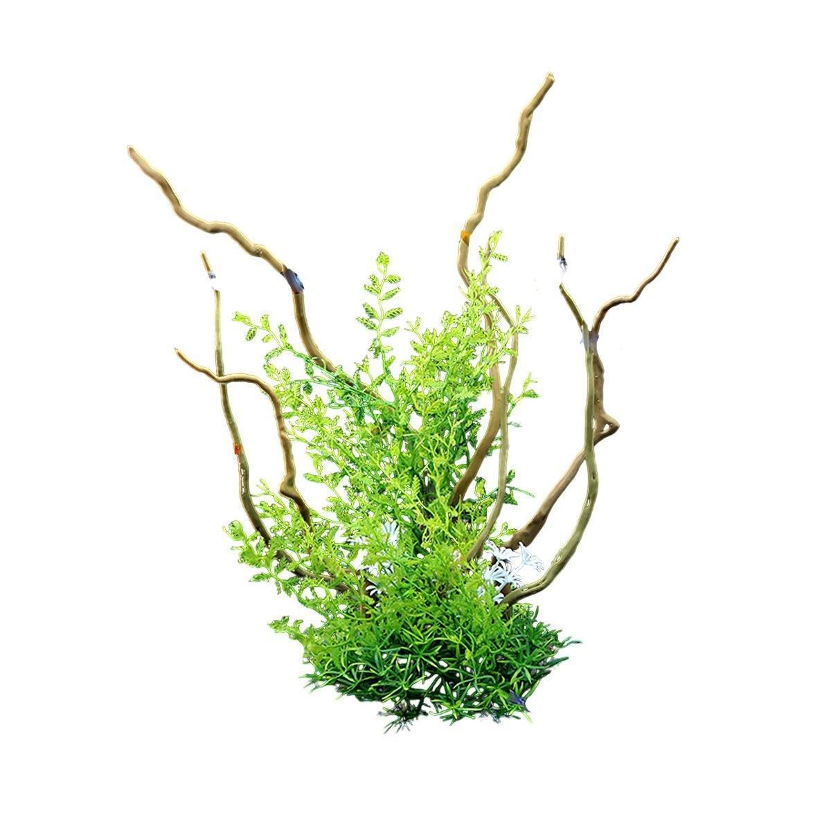 Aquarium Landscaping Decoration Artificial Wood and Plants Fish Tank Ornament - CM3901-Green