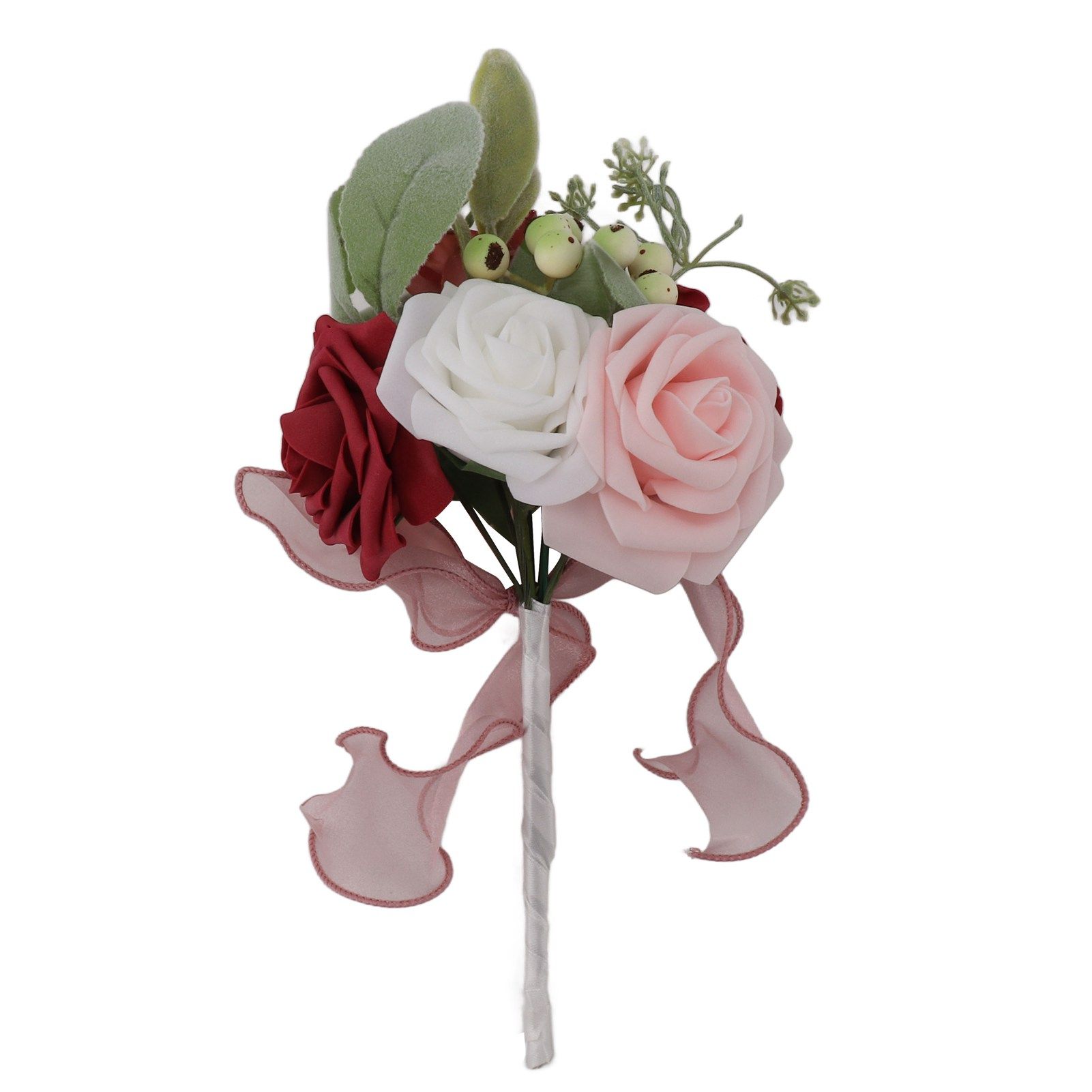 Romantic Rose Bridal Wedding Bouquet Artificial Silk Flowers Fake Flowers Bridesmaid Bouquet Home Party Decoration Rose Red โ image 2