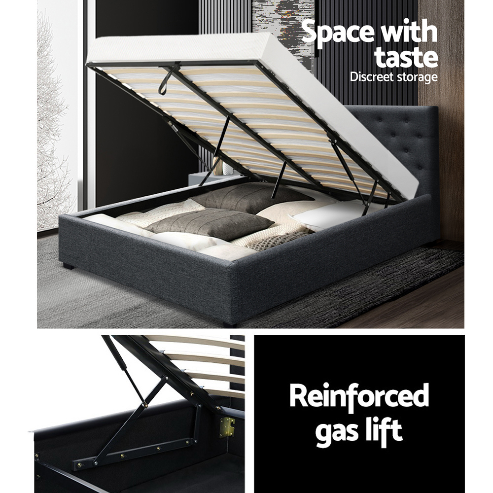 Artiss Bed Frame Queen Size Gas Lift Charcoal VILA โ image 5