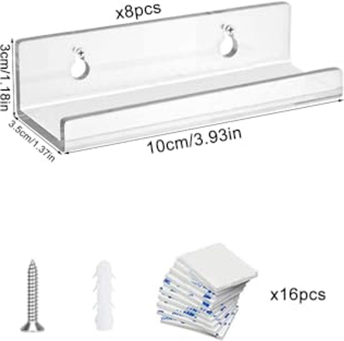 8-Pack Clear Acrylic Wall-Mount Record Display Shelves for Vinyl Albums, CDs and Photos — image 4