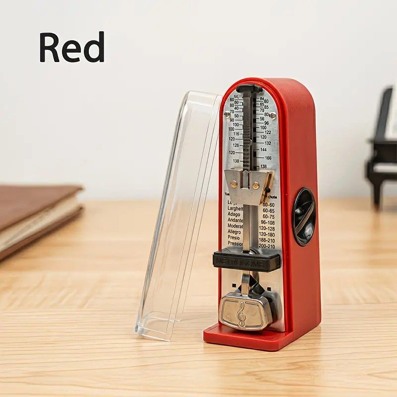 Portable Mini Mechanical Metronome β Battery-Free Instrument Beat Keeper, Universal Rhythm Training Aid for Piano, Guitar, Ukulele, and Wind Instruments(RED)