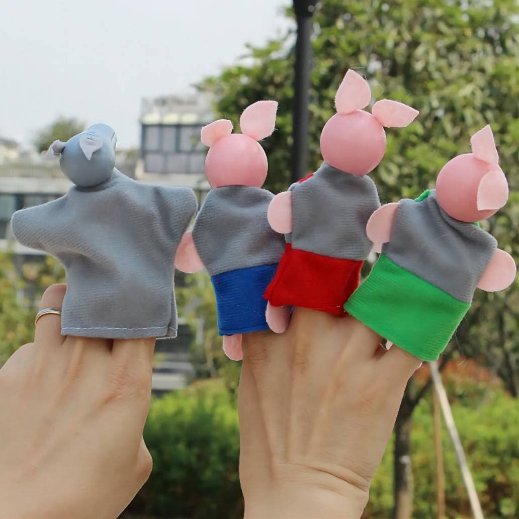 Three Little Pigs and Wolf Finger Puppet Story Toy, Storytelling Theater Doll for Toddlers Kids (Three Little Pigs and Wolf) — image 4