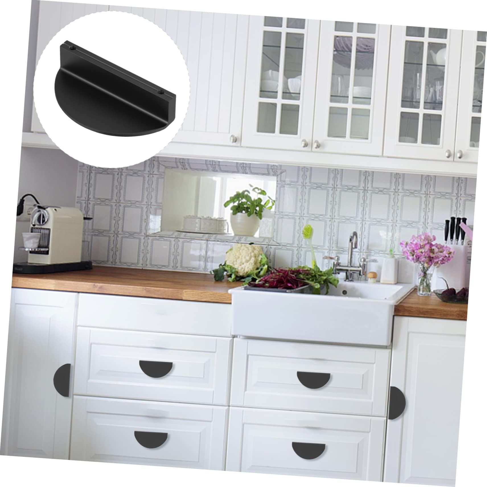 4 Pcs Handle Door Knobs Closet Drawers for Clothes Blind Pull Cord Extender Half Moon Cabinet Pulls Black Home Drawer Knobs — image 2