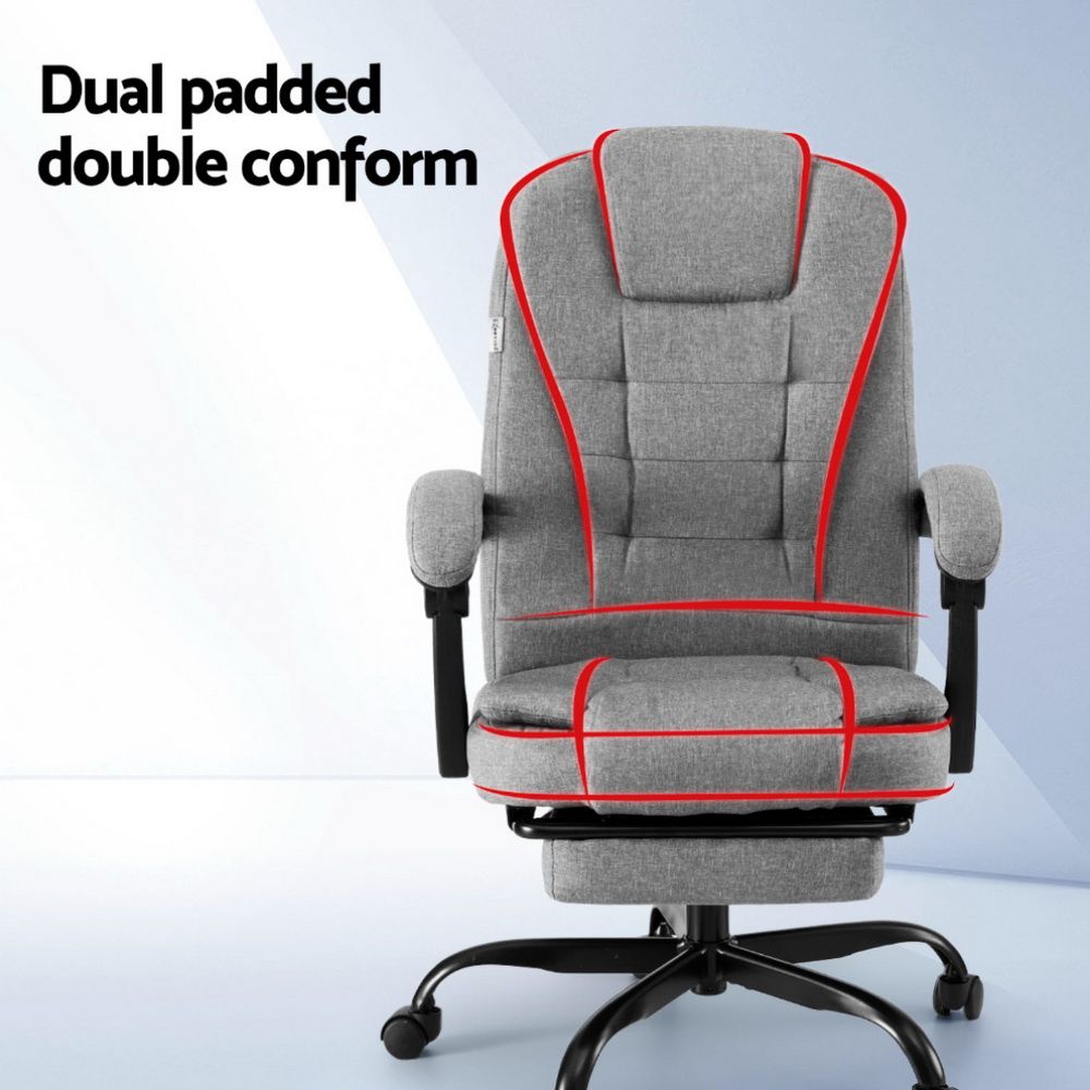 Artiss Office Chair Executive Fabric Seat Racing Computer Desk Chairs Footrest — image 4