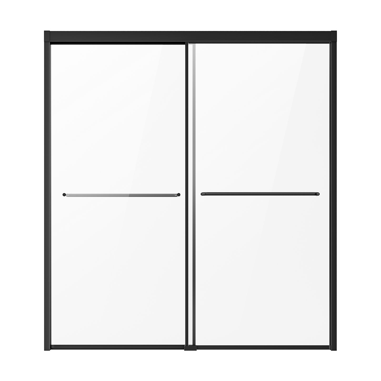 Bathtub Shower Door, 1422-1524 mm x 1524 mm, Semi-Frameless Double Sliding Tub Door, Semi-Frameless Bypass Tub Door with 1/4 in Shatterproof Tempered Glass and