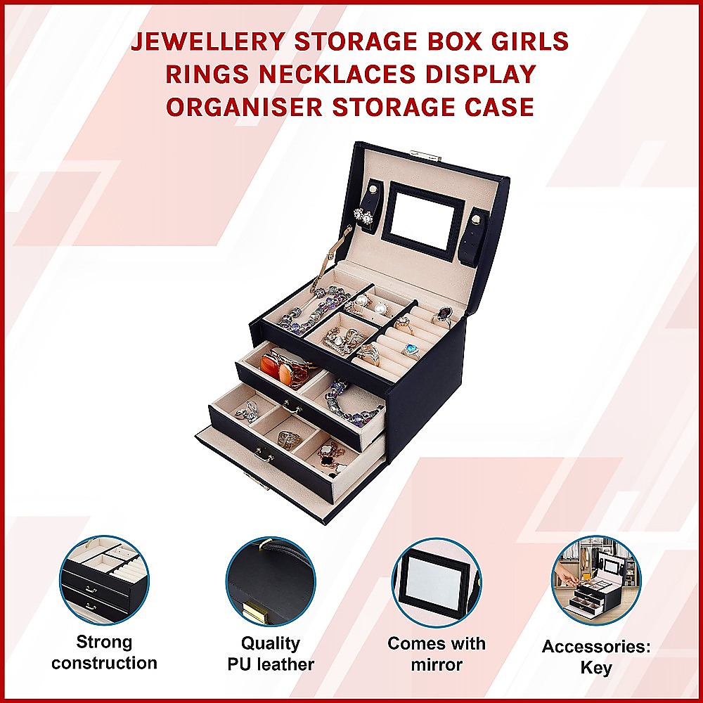 Jewellery Storage Box – Organiser Case for Rings, Necklaces and Accessories Display — image 3