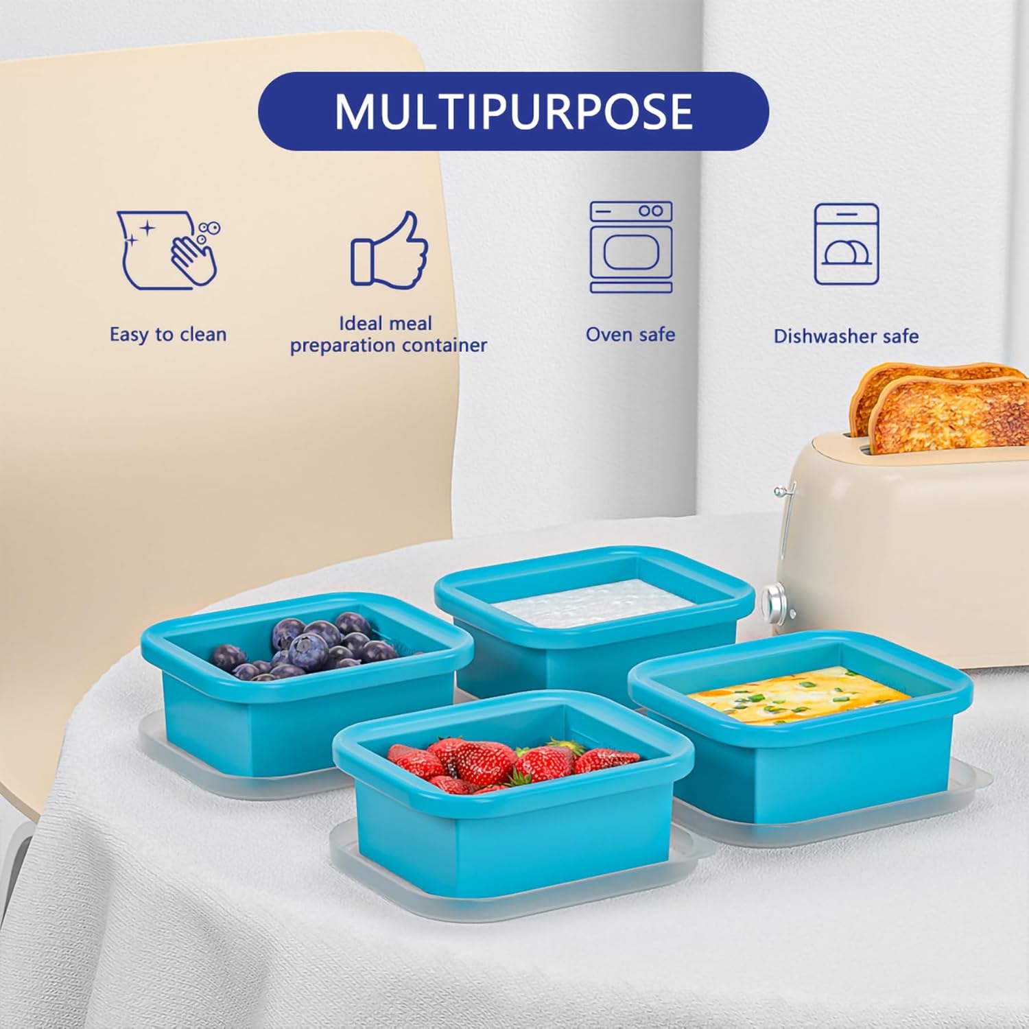 Bangp 2 Cup Silicone Freezer Trays with Lid,2 Pack,Thermally Insulated Containers for Food,Reusable,Soup Freezer Molds,Freeze and Store Soup, Broth, Sauce — image 6