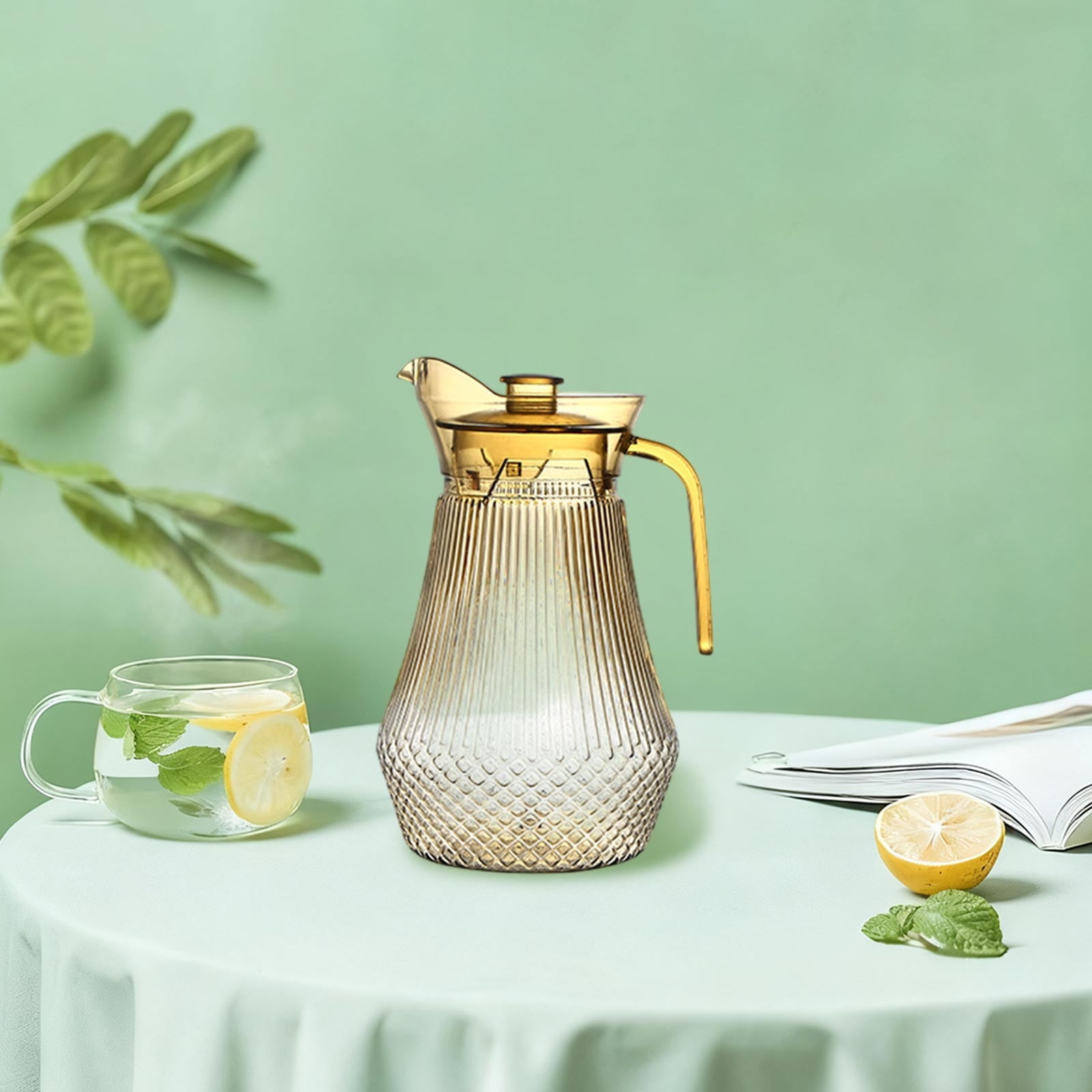Acrylic Pitcher, Clear Plastic Water Pitchers with Lid and Spout, Iced Tea Pitcher Beverage Containers for Fridge, Juice, Sangria, Lemonade, Shatter-proof — image 6