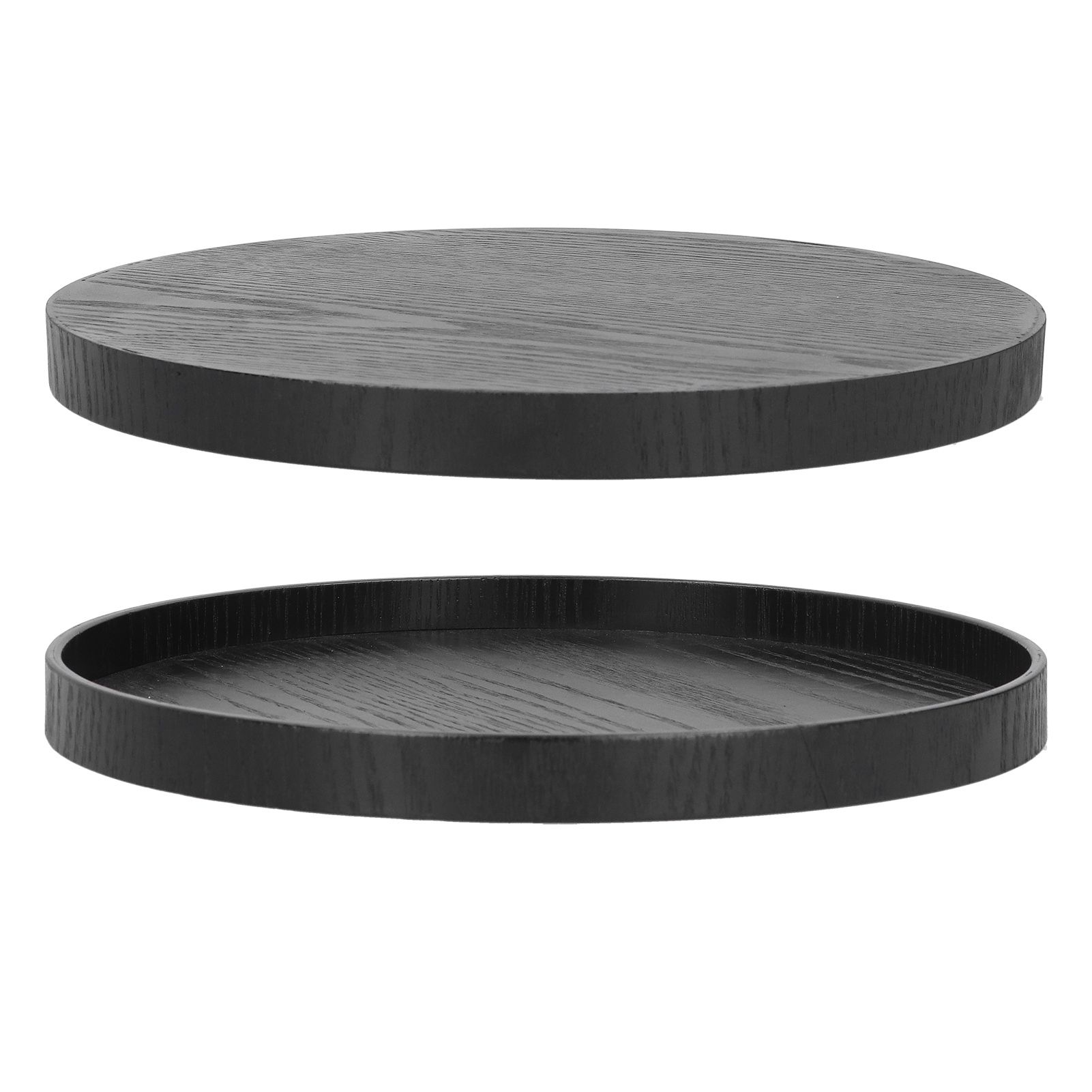 Round Wooden Food Fruit Serving Tray Service Plate for Home Kitchen Hotel Use Black27cm — image 4
