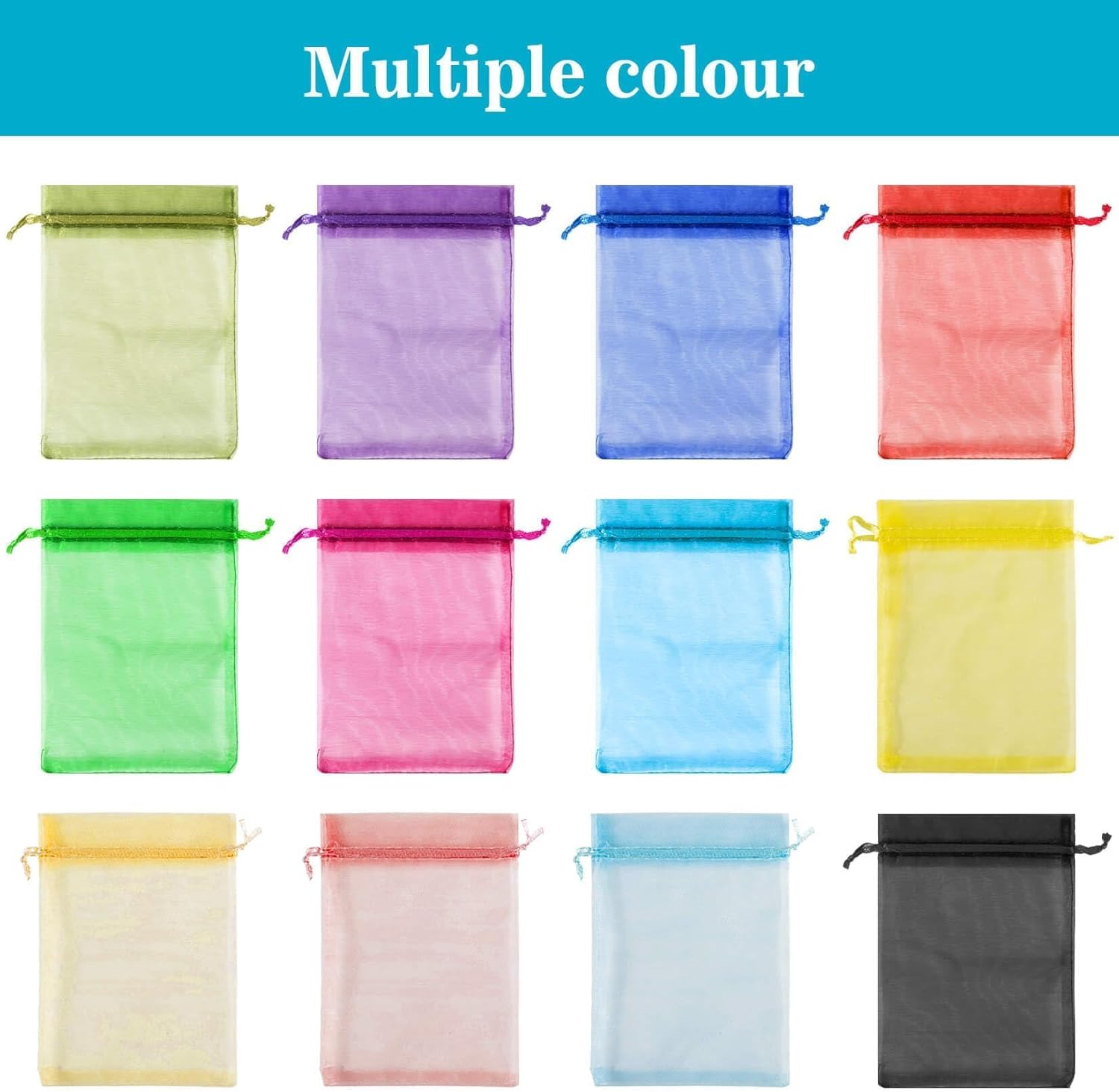 120PCS Organza Bags 4''x6'' - Muticolor Small Sachet Jewelry Gift Favor Bags Drawstring Mesh Bags Gifts Valentines Wedding Eid Mubarak Halloween Eve Christmas — image 2